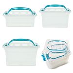 Plastic Storage Carry Clear Boxes Twin Handle With Clip Lock Lid Office Home