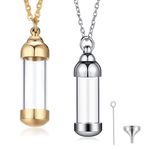 Stainless Steel Clear Glass Vial Necklace Heart Urn Perfume Pendant Keepsake
