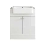 Bathroom Cabinet Vanity Unit Sink Basin Storage 660mm Gloss White Deep Furniture