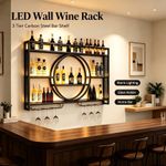 3-Tier Bar Shelves Wall Mounted Wine Rack W/LED Lighting Wall Bar Wine Display