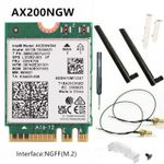 Intel WiFi 6 AX200NGW M.2 WiFi Bluetooth Card 802.11ax Laptops PC Antennas Sets