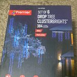 Premier Drop Tree Clusterbrights 384 LED Christmas Lights White Multi-Action x6