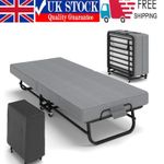 Portable Fold Up Rollaway Guest Bed with Memory Foam Mattress and Wheels UK