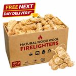 Firelighters for Wood & Log Burners Natural Wood Wool Fire Starters Box of 400