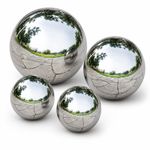 4PC Stainless Steel Gazing Balls Set Garden Floating Globes Mirror Pond Décor UK