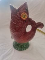 Portugese  Ceramic Pitcher Jug Red & Green  14 in. Early 20th Century