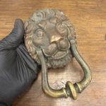 Vintage Brass Lion Head Door Knocker - Original Patina - Weathered - 900g
