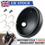7'' Motorcycle Headlight Housing Shell LED Headlamp Case Bucket Black Cover UK