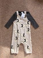 Next Baby Mono Dog Jersey Dungarees & Bodysuit Set – 6–9 Months 2 Piece