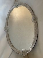 Vintage Murano Glass Wall/Table Top Vanity Mirror, Flowers! 19" x 12"