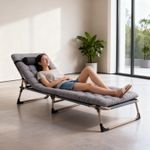 Camping Cot Heavy-Duty Portable Single Bed Folding Sleeping Bed with Mattress