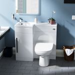 Nes Home LH 900mm Vanity Basin Unit, WC Unit & Elso BTW Toilet White Flat Pack
