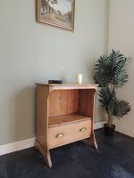 Lovely Antique Solid Pine Cabinet Side Table with Drawer