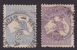 AUSTRALIA KANGAROO 1915 6d Blue & 9d Violet 2nd WMK X2 USED SG 26/27 (SC12)