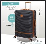 Large 159L Hardside Suitcase Luggage 4 Wheel Spinner Black & Brown 80.5cm