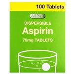 100 Pack Aspirin Dispersible Tablets 75mg MAX 1 PER CUSTOMER (Brands Vary)