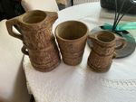 Three Hillstonia Items 2 Jugs Are 28 & 20 Cms Tall Vase?20cms Tall Top Dia.15cms