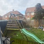Wooden Garden Climbing Frame Slide with Ladder, Green Plastic Slide & Swing