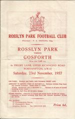 ROSSLYN PARK v GOSFORTH rugby union programme 23rd November 1957