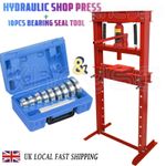 12T Hydraulic Workshop Bench Bearing Garage Shop + 10x Bushing Seal Bearing Tool