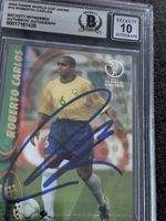 2002 Panini World Cup Japan #14 Roberto Carlos Signed Card Beckett Auto 10
