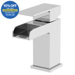 Modern Bathroom Waterfall Mono Basin Sink Mixer Tap Square Single Lever Chrome