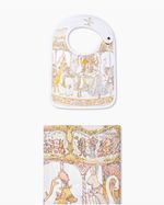 Atelier Choux Baby Girls Carousel Swaddle And Satin Bib Gift Set in Pink