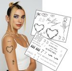 Pop Icon Tribute Temp Tattoo Set – Multi-Size Designs with Barbed Heart & More