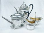 SPLENDID FIVE PIECE GEORGE III STERLING SILVER TEASET (1963g) - Chawner & Eames.