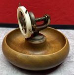 Nut Cracker Ship Wheel in Wooden Bowl Vintage Mounted Metal Clamp