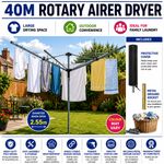 40M Heavy Duty Rotary Washing Line Airer 2.55m with Metal Ground Socket