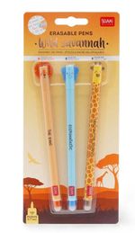 LEGAMI Wild Savannah LION ELEPHANT GIRAFFE Erasable Pen Set NEW 