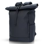 iNeq Roll Top Black Backpack  Water Resistant Rucksack Padded 15.6" Laptop Comp