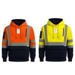 Hi Vis Hoodie Men Hi Viz Safety Rail Spec Fleece Pullover Site Work PPE UK Mens