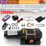 3500LBS Electric Winch 12V Synthetic Rope Truck Trailer Towing Off Road Wireless