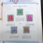 USA Famous American Series Stamps In Album Page 1940 Authors 5x 1c-10c