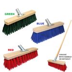 Sweeping Broom Stiff Nylon Bristle Hard Outdoor Broom Garden Yard Green Red Blue