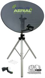 80cm satellite dish quad LNB & tripod stand kit For Sky portable camping caravan