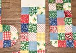 3 Handmade Patchwork Quilted Christmas Stocking Set 18" Red/White/Green Vintage
