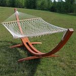 Double Rope Hammock with Stand for Outside, Heavy Duty, Natural by Sunnydaze