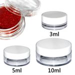 3ml 5ml 10ml Round Plastic Sample Pot Jar Lid Glitter Make Up Cosmetic Travel