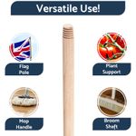 Threaded Wooden Broom Handles 1.2 m x 22mm Thick Brush Flower Support Flag Pole