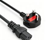 UK Plug 3 Pin Fused Power Cable Lead Computer Mains Kettle PC Black 1.5m Long