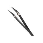 Stainless Steel Ceramic Tweezer 4.92" Length Non-Conductive Small Curved Tip -