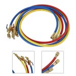 3x HVAC 1/4" SAE 600 PSI Charging Hoses W/ Shut Valve AC Refrigerant R134A UK