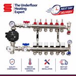 Brass Manifol Underfloor Heating 2-12 ports heating kit Grundfos UPM3 AUTO pump