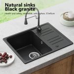 HOROW Black Granite Composite Kitchen Sink 57x45cm Single Bowl Waste Kit UK