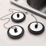 Sink Plug Rubber Bath Drain Cover Universal Tub Stopper With Chain 1Pc