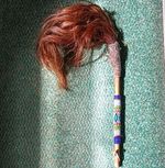 African Beaded Wooden Stick Whisk with Hair Tassel Craft Work