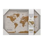Splosh Grey Travel World Map Cork Board With Pins - Novelty Christmas Gift Idea